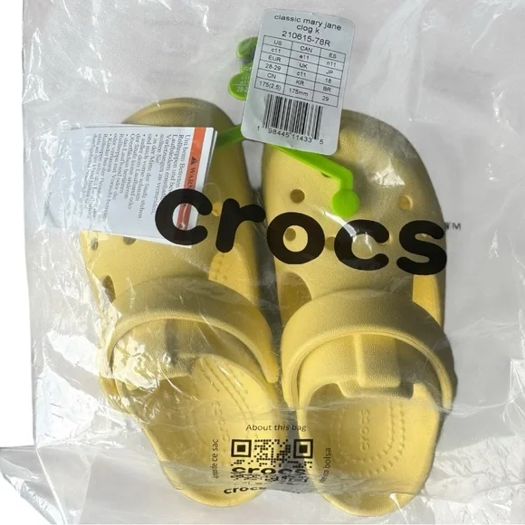 NEW Crocs Classic Mary Jane Clog K - Kids Size C11 - Yellow - Picture 9 of 11